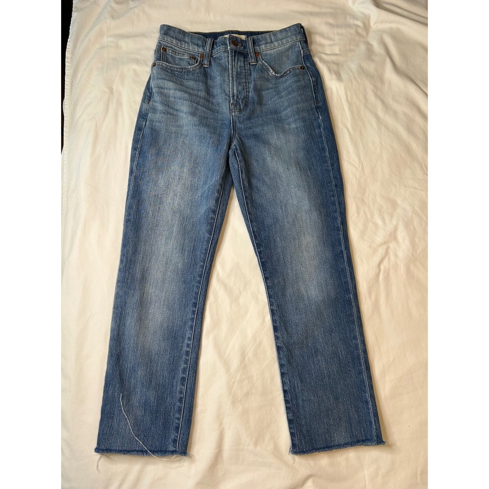 Madewell Perfect Vintage Jean High Rise Crop Fray Hem Denim Blue Size 25